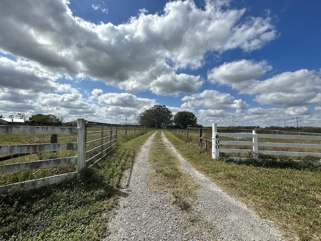 view of road featuring a rural view