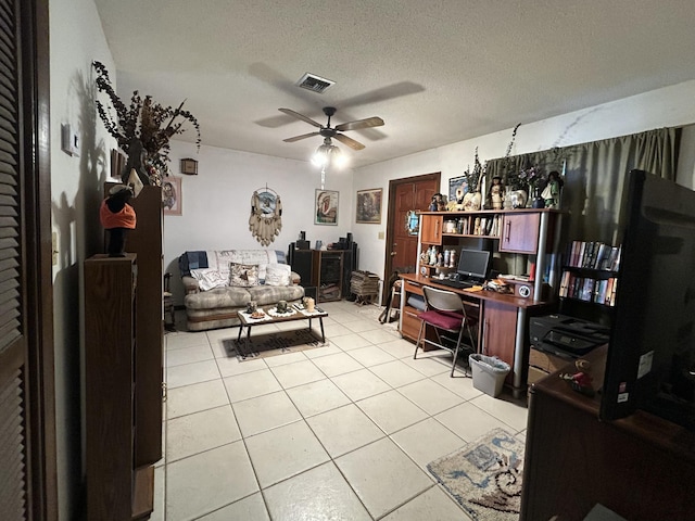 600 NW 344th St, Okeechobee, FL 34972 - office area with light tile patterned flooring, ceiling fan, and a textured ceiling