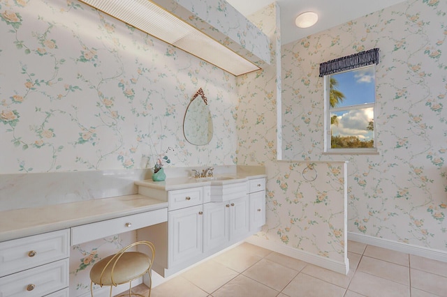 bathroom featuring vanity and tile patterned flooring