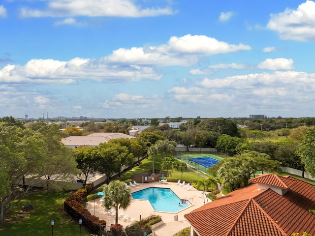 view of swimming pool featuring a patio area