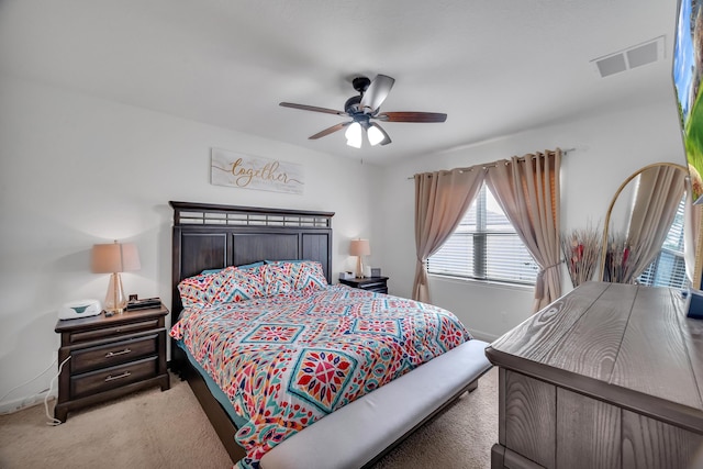 bedroom with carpet floors and ceiling fan