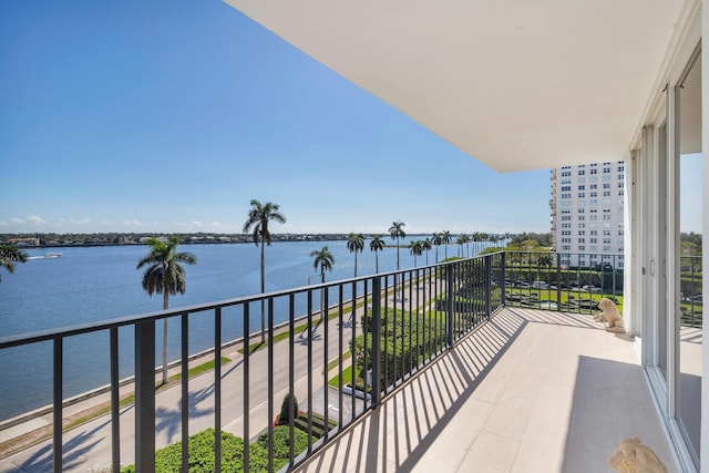 balcony with a water view