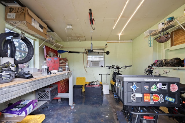 garage with cooling unit