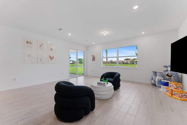 living room featuring light hardwood / wood-style flooring