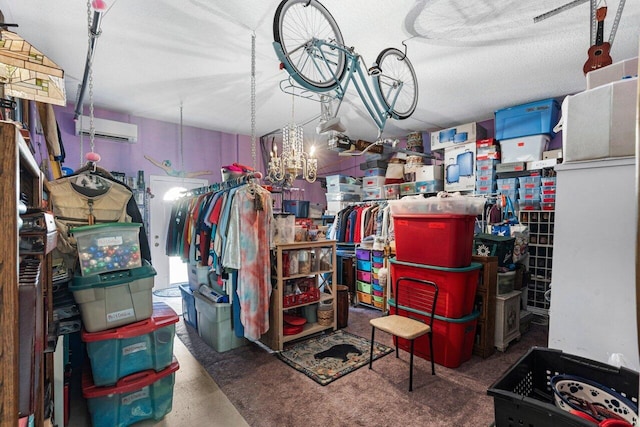 storage area featuring a wall mounted AC