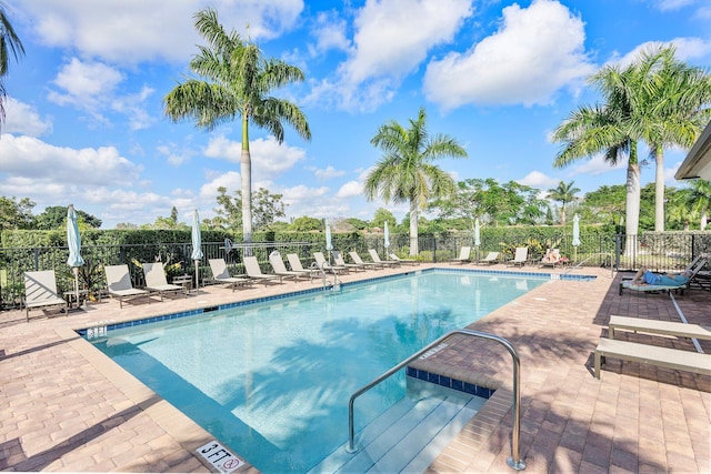 view of pool featuring a patio area