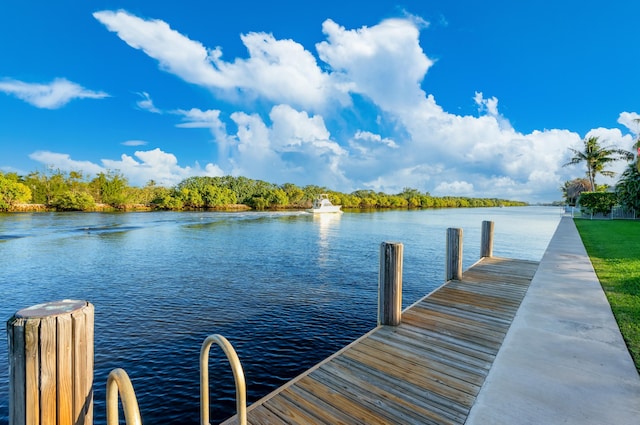 view of dock featuring a water view