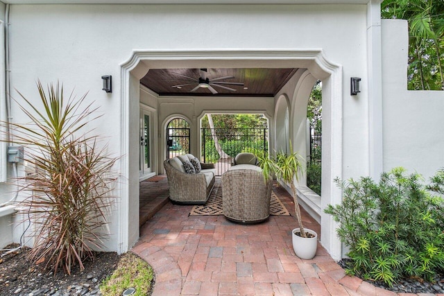 view of patio / terrace with ceiling fan