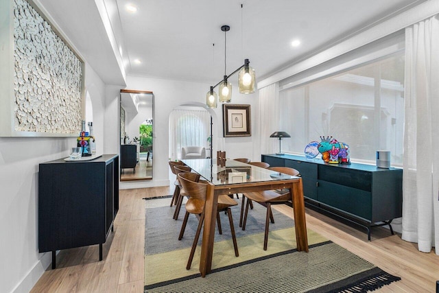 dining room with light wood-type flooring