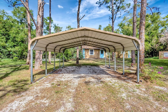 view of parking with a carport