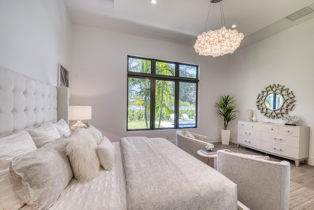 bedroom featuring light wood-type flooring