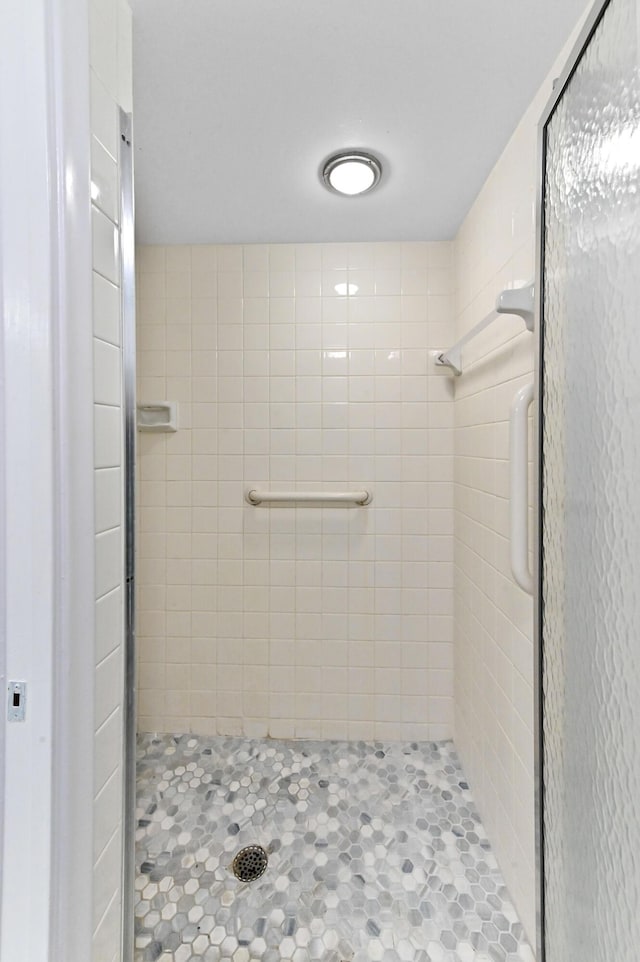 bathroom with a stall shower