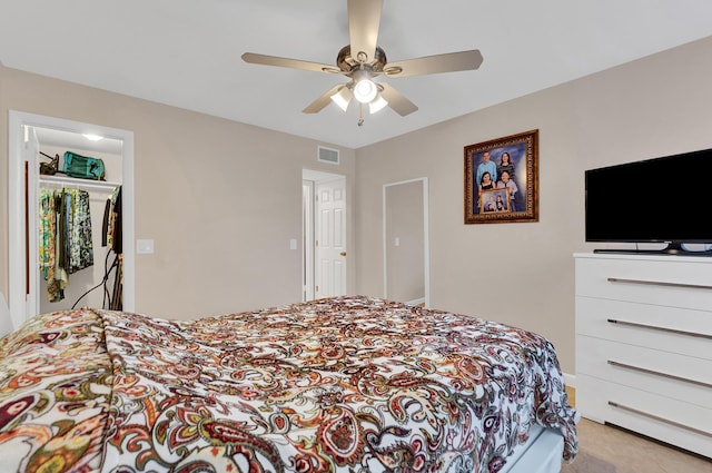 bedroom featuring ceiling fan