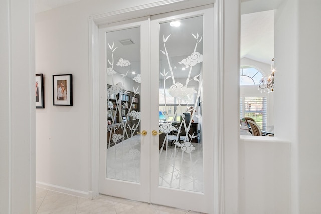 interior space featuring french doors
