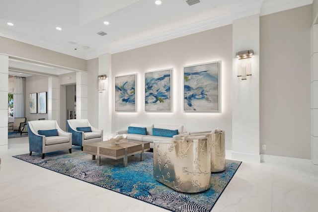 lobby featuring ornamental molding
