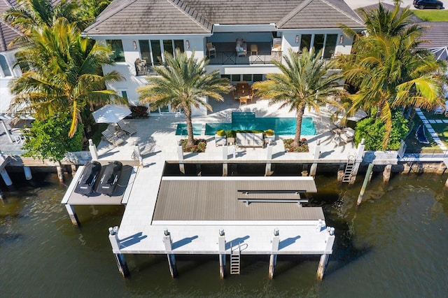 dock area featuring a water view