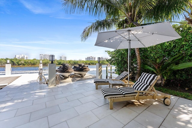 view of patio featuring a view of city