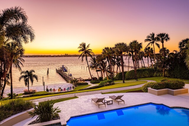 property view of water featuring a dock