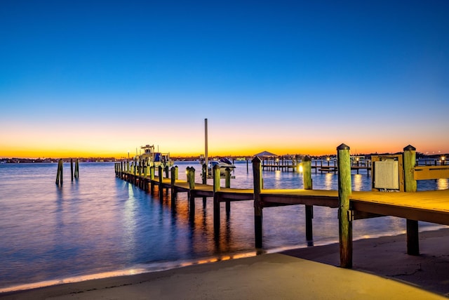 view of dock featuring a water view