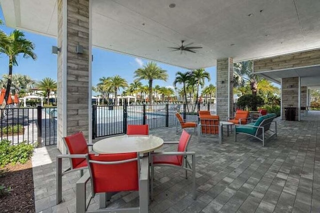 view of patio with ceiling fan