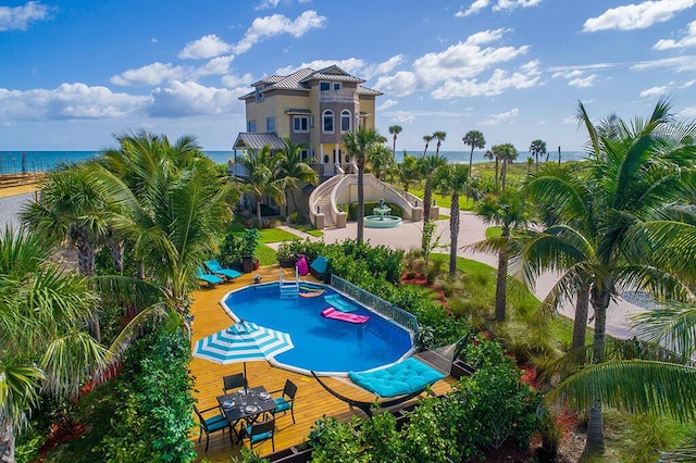 outdoor pool featuring a patio area