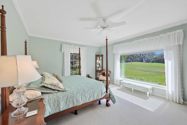 9 Par Club Cir, Village Of Golf, FL 33436 - carpeted bedroom with multiple windows, crown molding, and ceiling fan