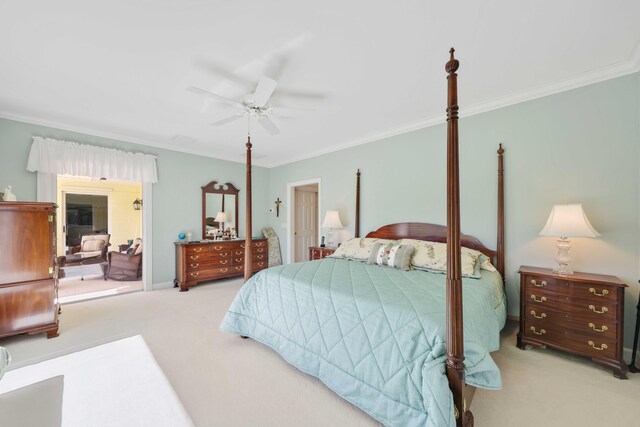 9 Par Club Cir, Village Of Golf, FL 33436 - bedroom with ornamental molding, light carpet, and ceiling fan