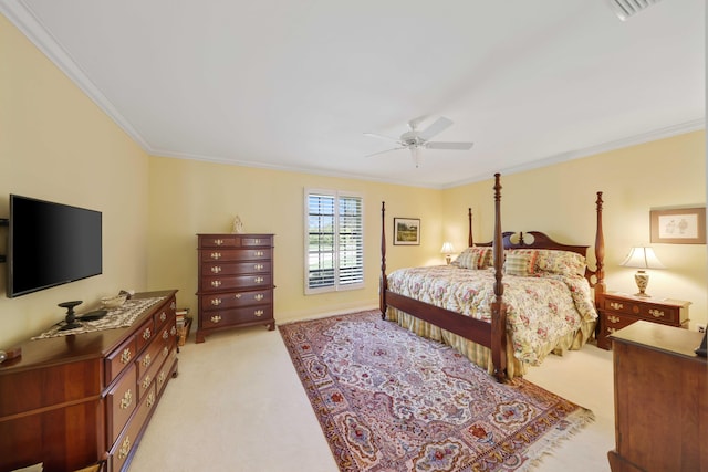 9 Par Club Cir, Village Of Golf, FL 33436 - bedroom with ornamental molding, light carpet, and ceiling fan