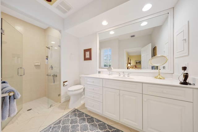 9 Par Club Cir, Village Of Golf, FL 33436 - bathroom featuring toilet, vanity, tile patterned flooring, and a shower with shower door