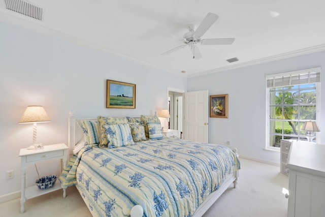 9 Par Club Cir, Village Of Golf, FL 33436 - bedroom with light carpet, ceiling fan, and crown molding