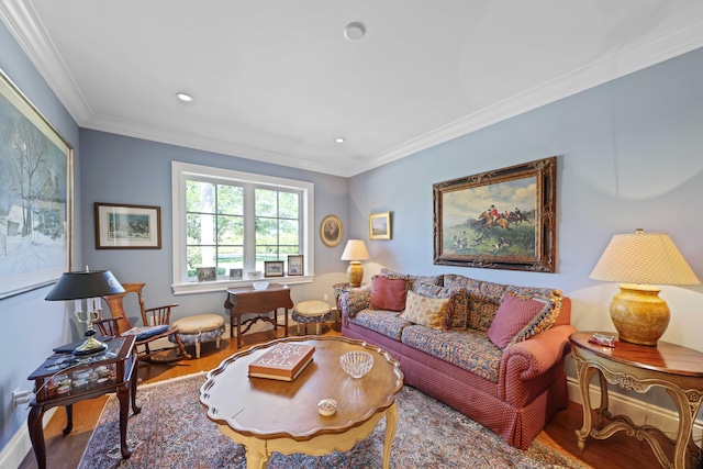 9 Par Club Cir, Village Of Golf, FL 33436 - living room featuring ornamental molding and hardwood / wood-style floors