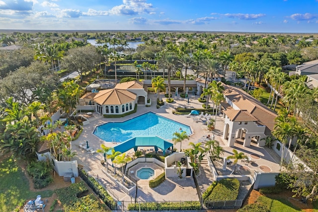 pool with a patio