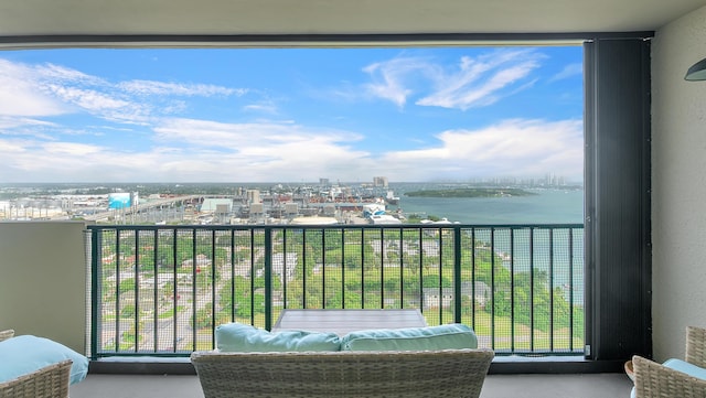 balcony with a water view