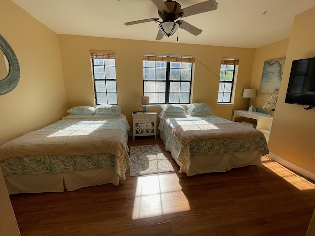 663 Hibiscus St, West Palm Beach, FL 33401 - bedroom featuring hardwood / wood-style flooring and ceiling fan