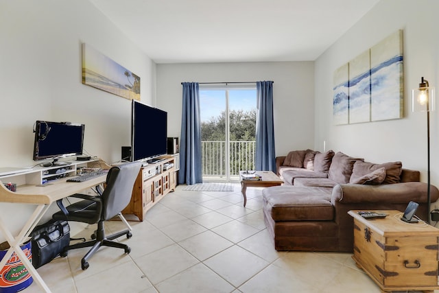 view of tiled home office