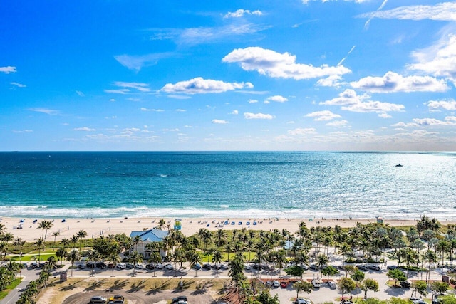 view of water feature with a view of the beach