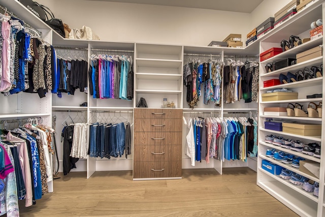 spacious closet featuring light wood-type flooring