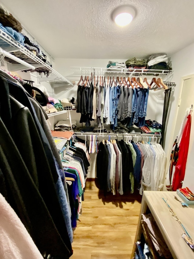 walk in closet featuring wood-type flooring