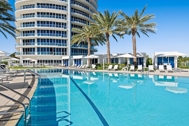 pool featuring a patio area