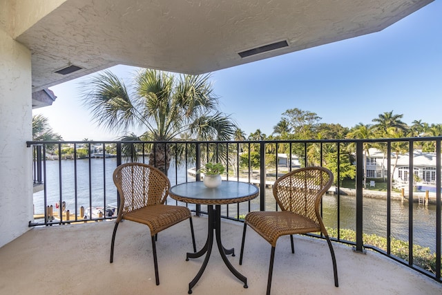 balcony with a water view