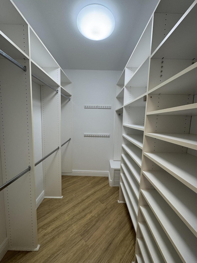 spacious closet with wood finished floors