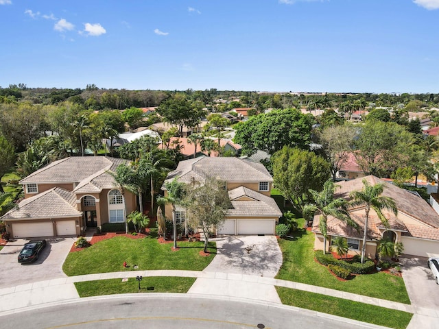 birds eye view of property with a residential view