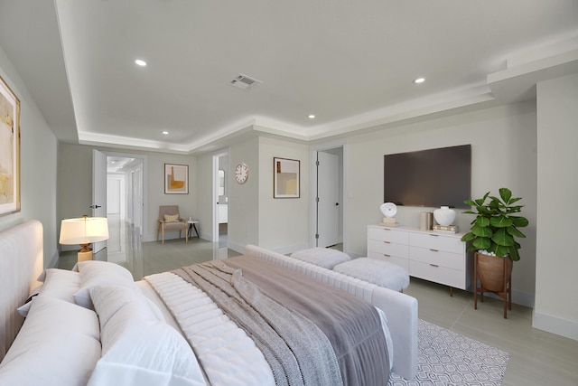 bedroom featuring a tray ceiling