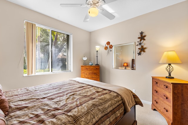 bedroom featuring carpet flooring and ceiling fan