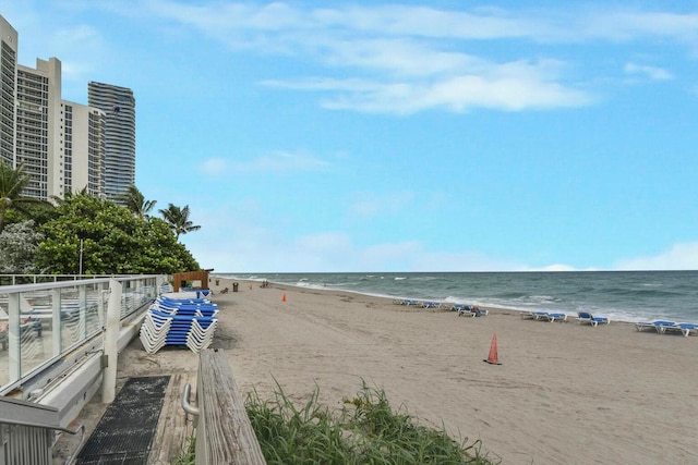 property view of water with a beach view