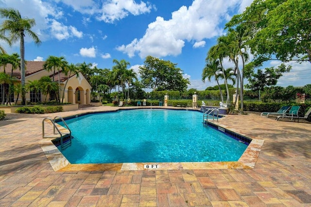 view of pool featuring a patio area