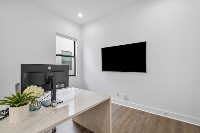 office area featuring dark hardwood / wood-style floors