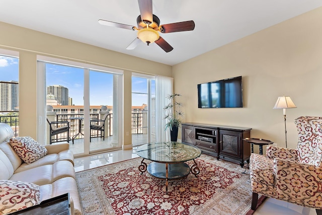 155 Ocean Ave Unit 603, Palm Beach Shores, FL 33404 - living room featuring plenty of natural light and ceiling fan