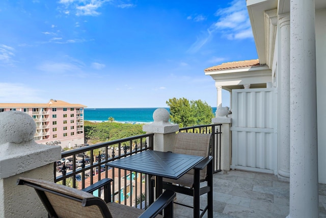 balcony with a water view