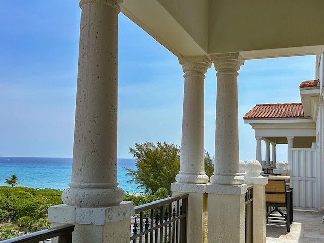 155 Ocean Ave Unit 603, Palm Beach Shores, FL 33404 - view of patio / terrace with a water view and a balcony